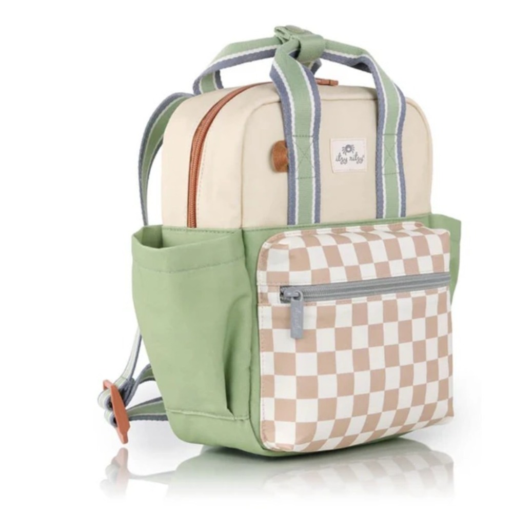 Itzy Ritzy Toddler Checkered Backpack, Lunch Box Bundle Daycare Jr Size - Picture 3 of 11